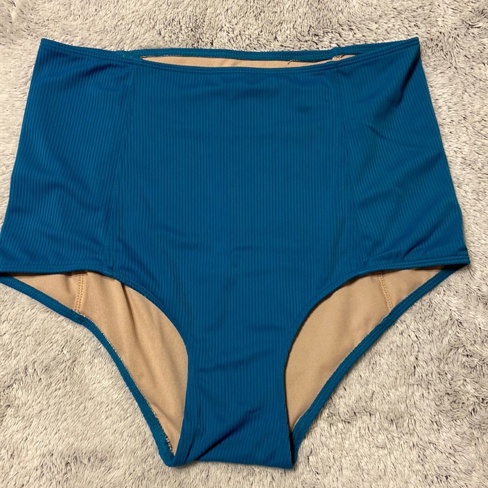 Kortni Jeane small high waisted bottoms ribbed Ocean Depths.